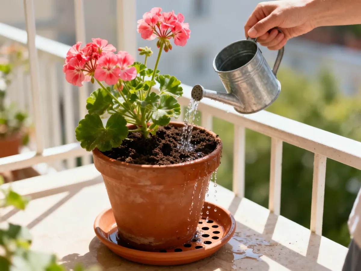 Podlewanie pelargonii bezpośrednio na podłoże