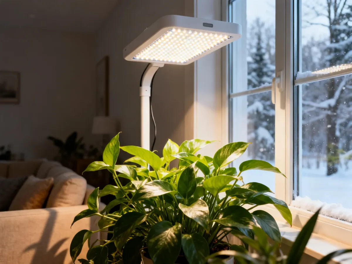 Lampa LED doświetlająca roślinę doniczkową z góry